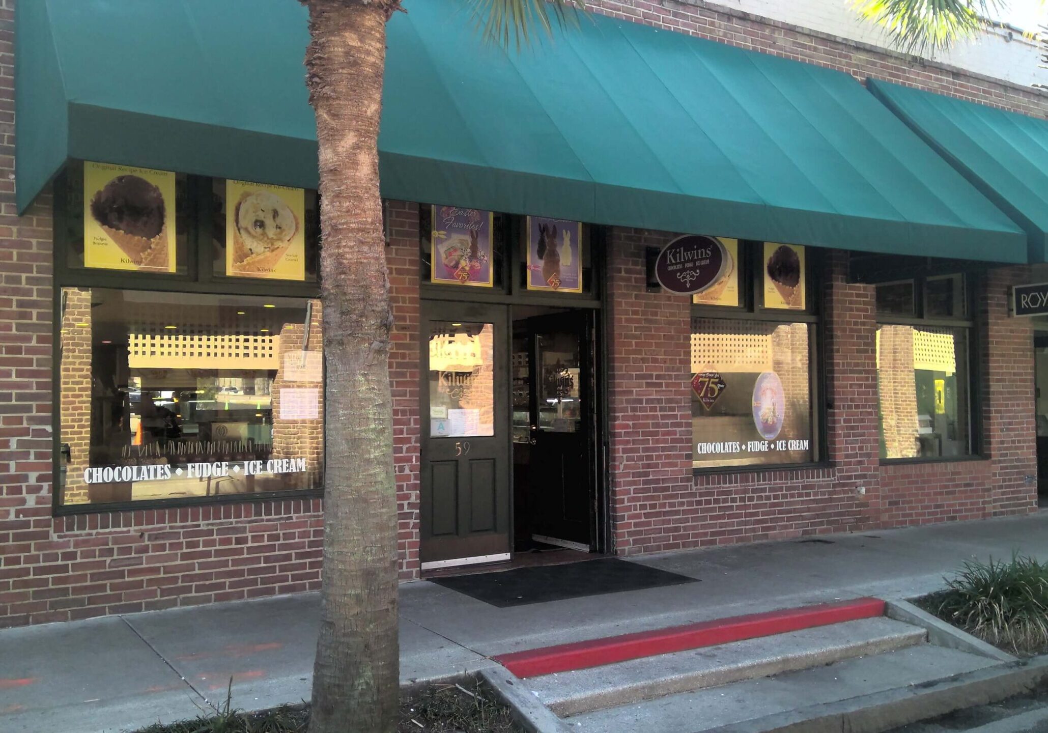 Chocolate and ice cream shop with green awning